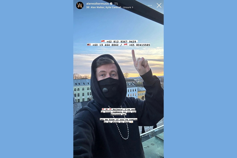 Viral, Ini Nomor Whatsapp Alan Walker yang Dibagikan lewat Instagram