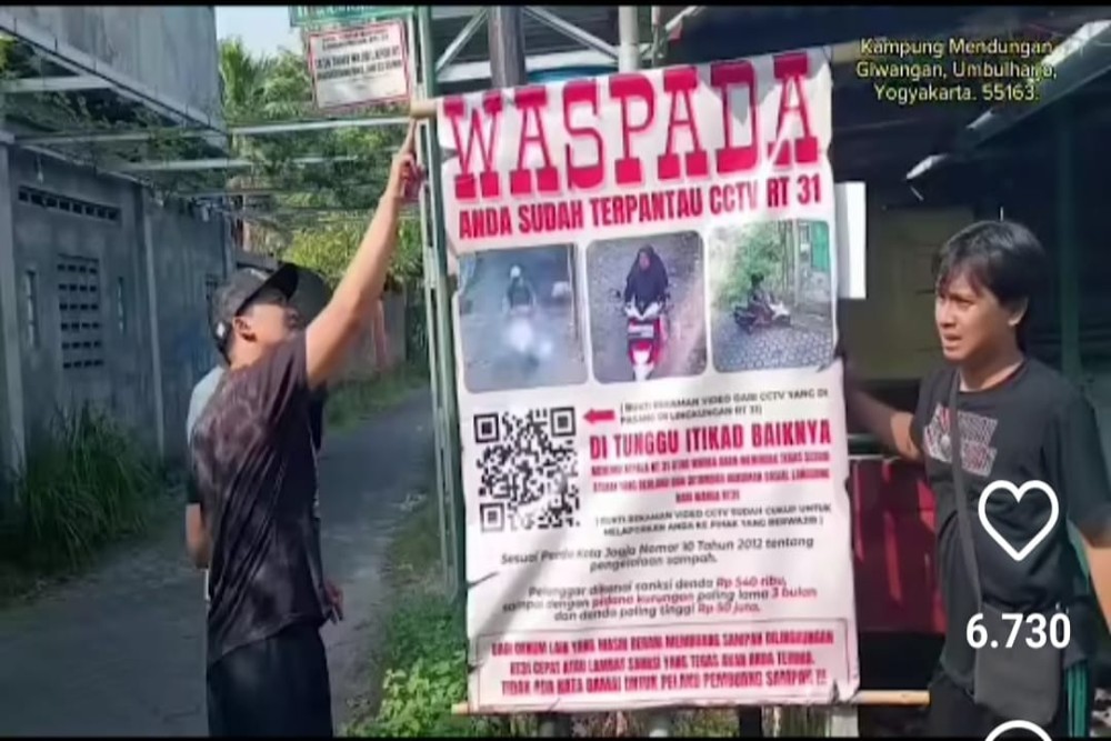 Viral Wajah Pelaku Pembuang Sampah di Giwangan Kota Jogja Dicetak di Spanduk