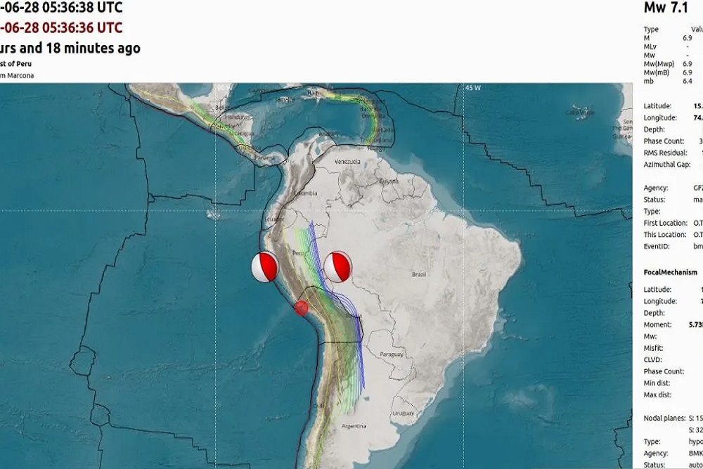 Gempa Magnitudo 7,2 Guncang Peru, BMKG: Tidak Berdampak ke Indonesia