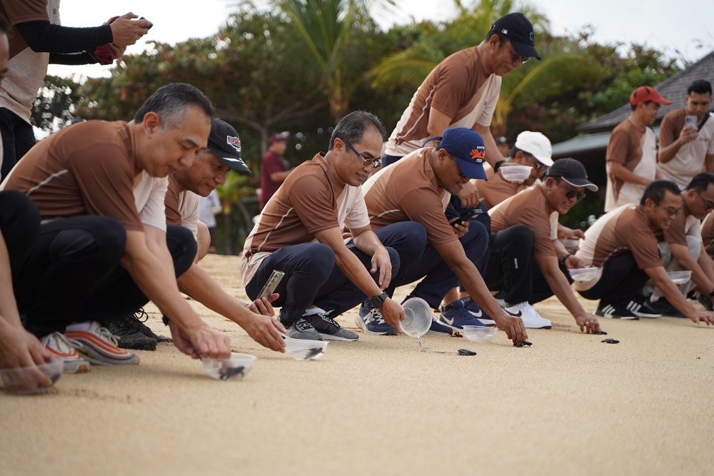 Finnet Perkuat Komitmen ESG Lewat Pelepasan Tukik di Pantai Nusa Dua Bali