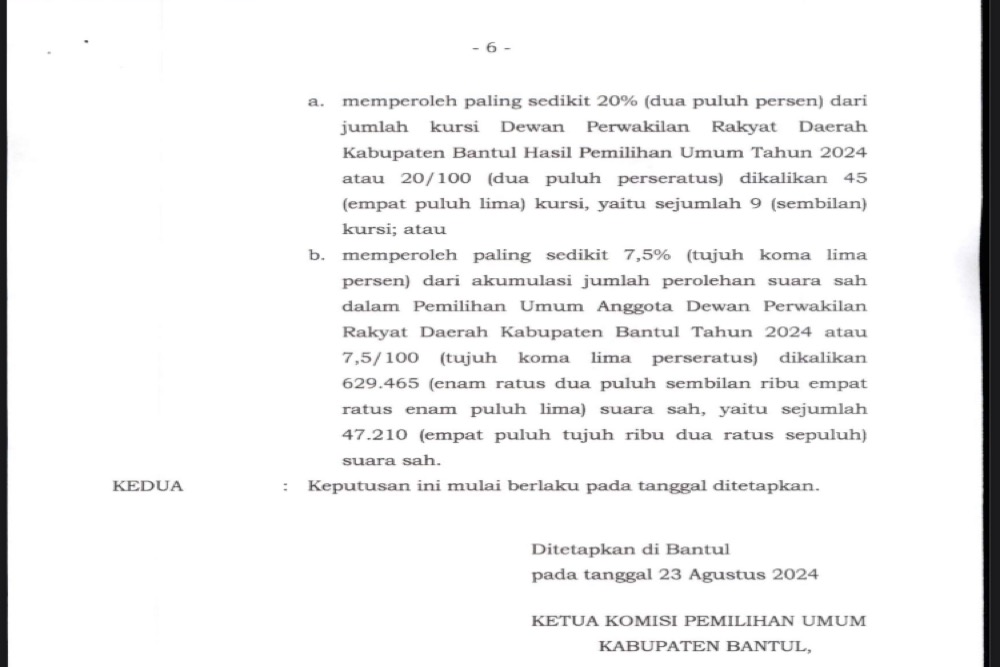 KPU Bantul Gunakan Putusan MK untuk Syarat Pencalonan Bakal Paslon Pilkada, Berikut Penjelasannya