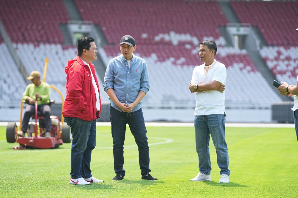 Ketua Umum PSSI Erick Thohir Tinjau Kondisi Stadion GBK Persiapan Laga Melawan Australia