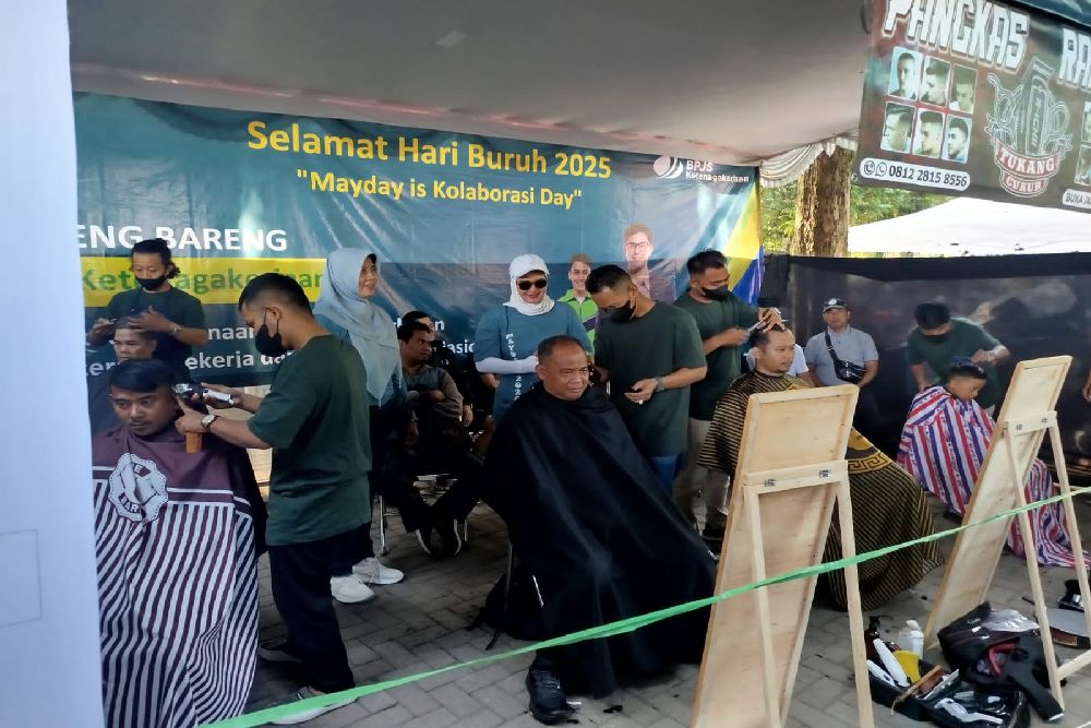 Peringati May Day 2025, BPJS Ketenagakerjaan dan Pemkab Sleman Gelar Cukur Rambut Gratis