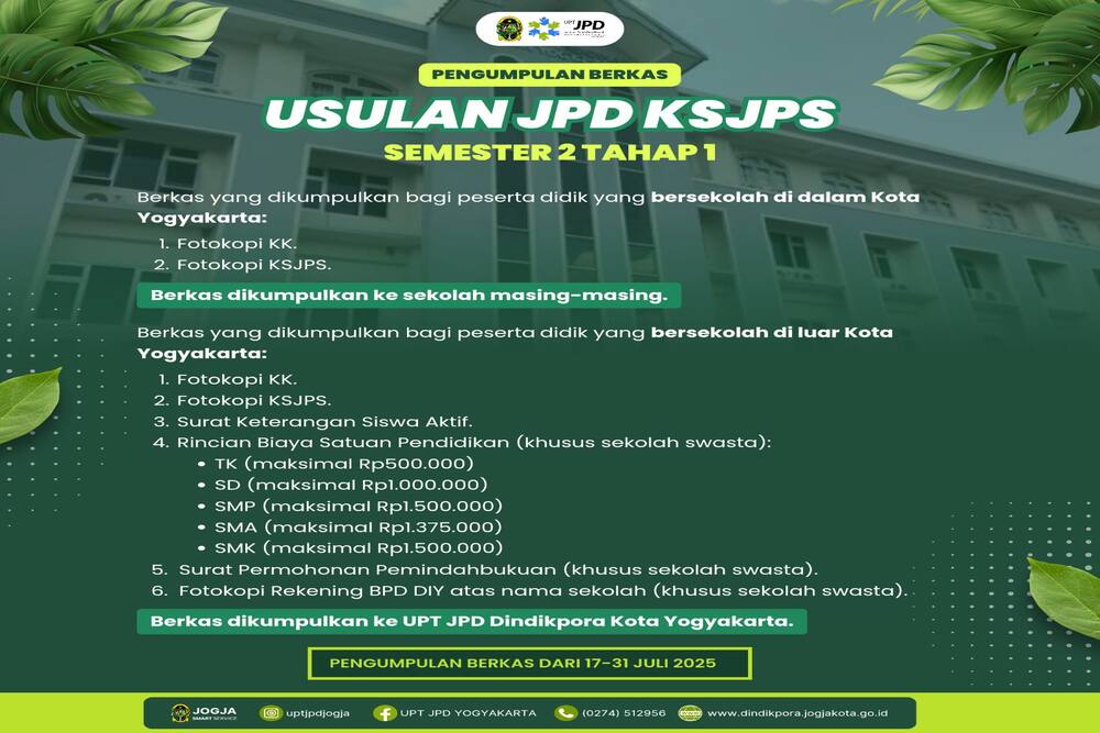 Pemkot Jogja Buka Usulan Penerima Jaminan Pendidikan Daerah KSJPS Semester 2