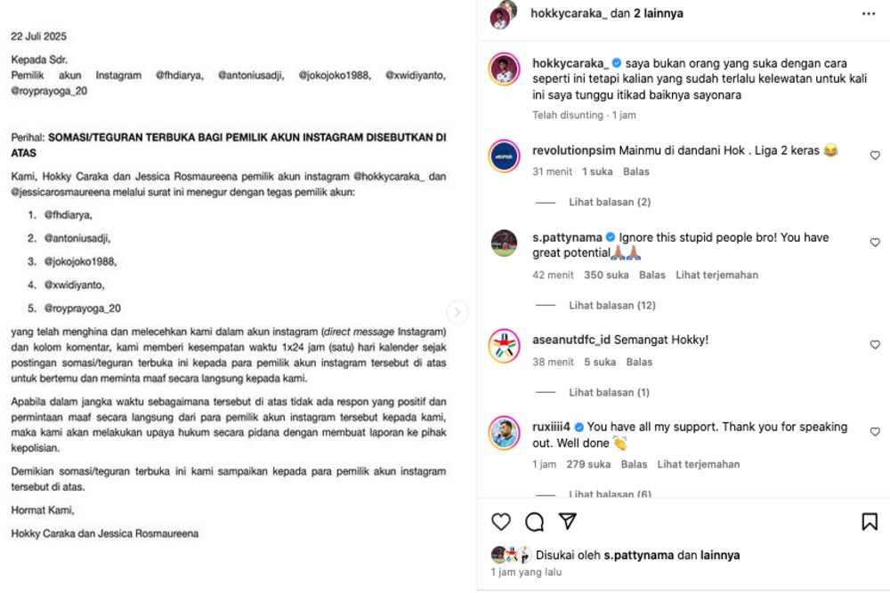 Hokky Caraka Meradang, Somasi 5 Netizen Seusai Pertandingan Indonesia Vs Malaysia