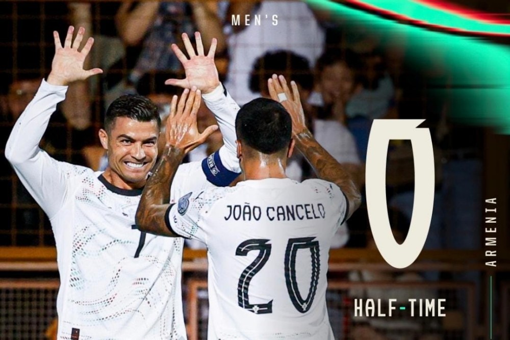 Hasil Armenia vs Portugal Babak 1: Skor 0-3, Cristiano Ronaldo Cetak Gol
