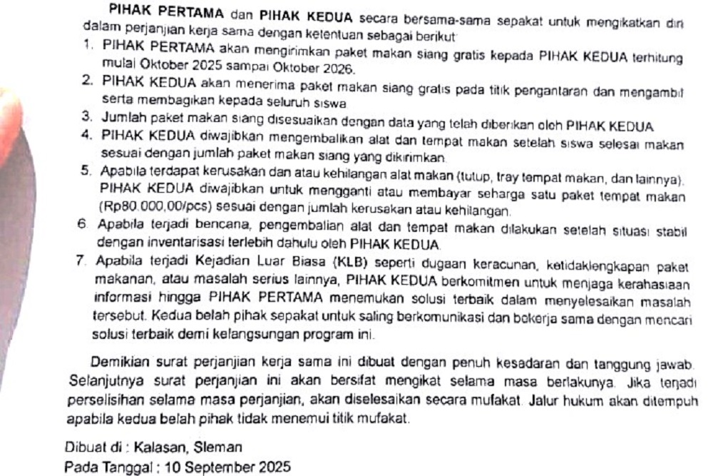 Viral SPPG di Sleman Minta Sekolah Rahasiakan Jika Terjadi Keracunan MBG