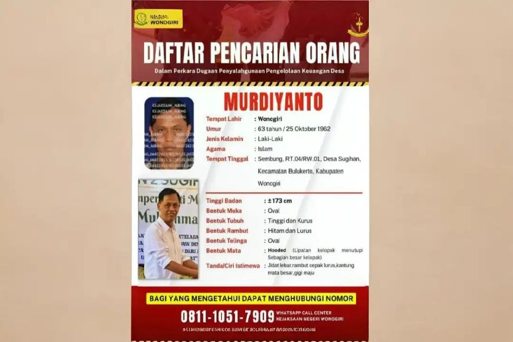 Jadi DPO Karena Korupsi, Bupati Wonogiri Nonaktifkan Kades Sugihan