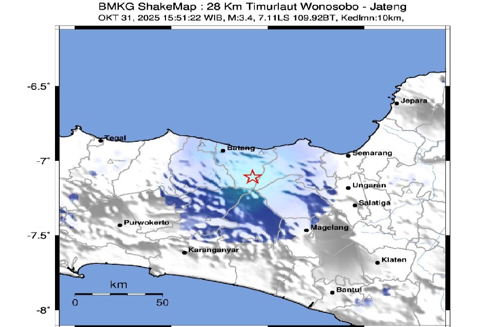 Gempa Tekonik Magnitudo 3,4 Guncang Wonosobo Jawa Tengah