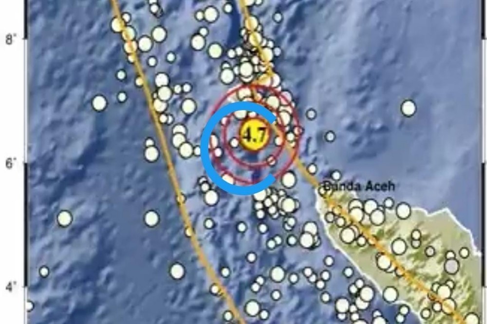 Gempa Magnitudo 4,7 Guncang Kota Sabang Malam Hari Ini