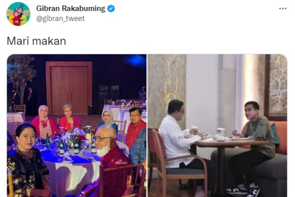 Gibran Sandingkan Fotonya dengan Anies dan SBY-Megawati Satu Meja