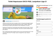 Muncul Petisi Tolak Keputusan EXCO PSSI, Lanjutkan Liga 2!