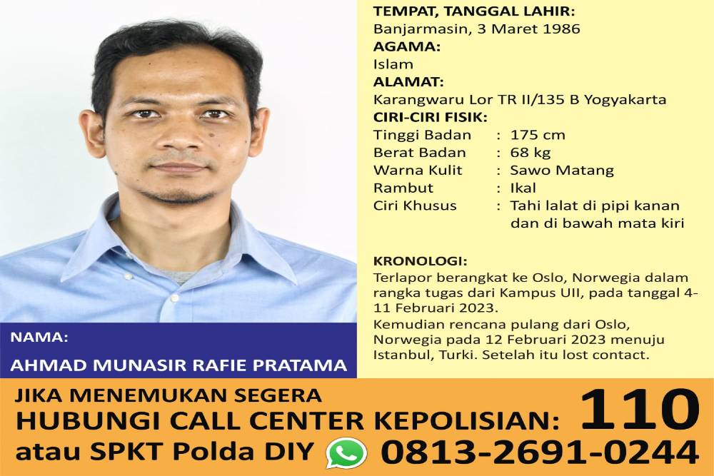 Kedutaan Pastikan Dosen UII yang Hilang di Turki Bukan Korban Gempa