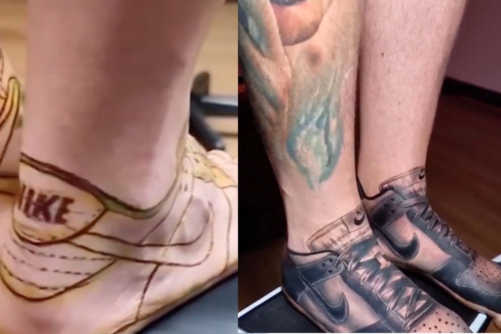 Saking Sukanya, Pria Ini Tato Kakinya dengan Gambar Sepatu Sneaker Terkenal