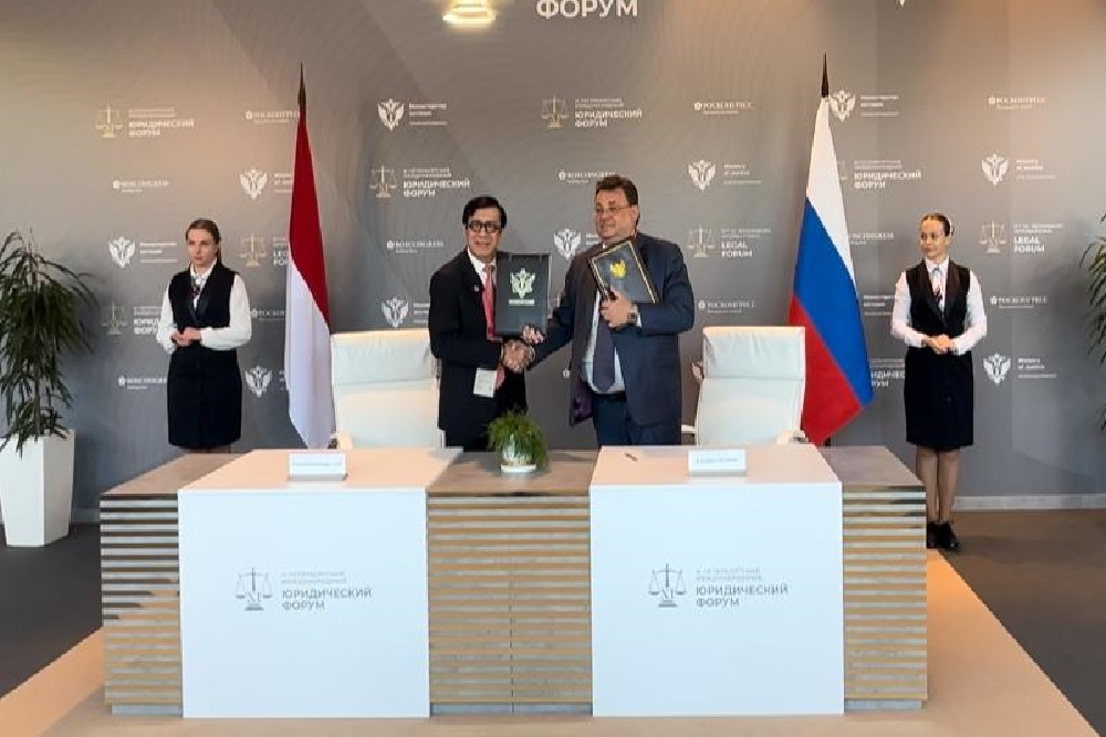 Indonesia dan Rusia Tandatangani Nota Kesepahaman Kerja Sama Bidang Hukum