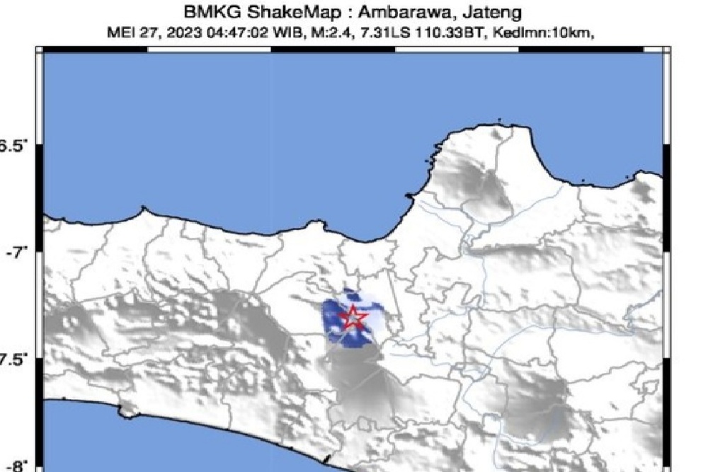 Sabtu Dini Hari, Gempabumi Tektonik M 2,4 Terjadi di Banyubiru Ambarawa