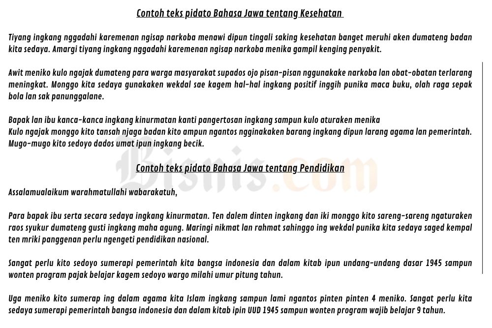 Contoh Teks Pidato Bahasa Jawa Berbagai Tema