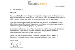 Contoh Surat Pengunduran Diri Kerja