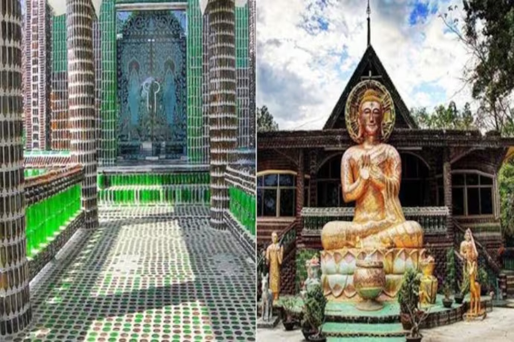 Destinasi Unik, Kuil Buddha Ini Dibangun dengan Jutaan Botol Bir