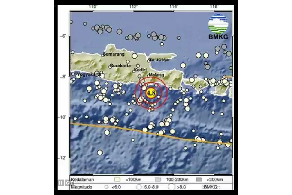 Kabupaten Malang Diguncang Gempa M 4,7, Terasa sampai Gunungkidul