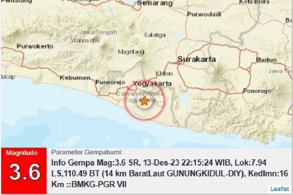Gunungkidul Diguncang Gempa Magnitudo 3,6, BMKG Sebut Dipicu Aktivitas Sesar Opak