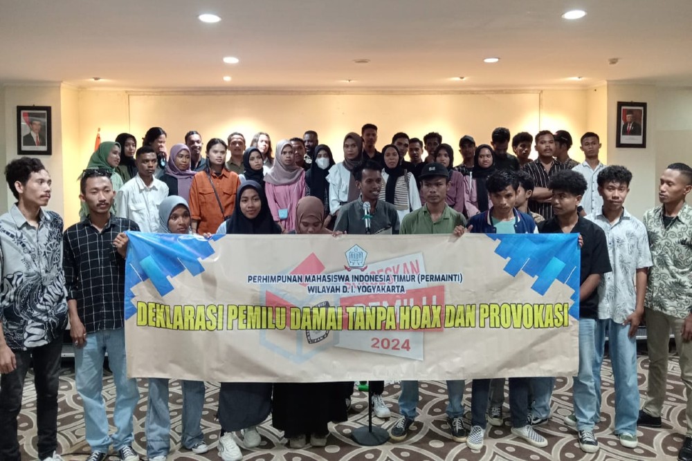 Sekelompok Mahasiswa di Jogja Deklarasikan Pemilu Damai dan Ingatkan Bahaya Hoaks