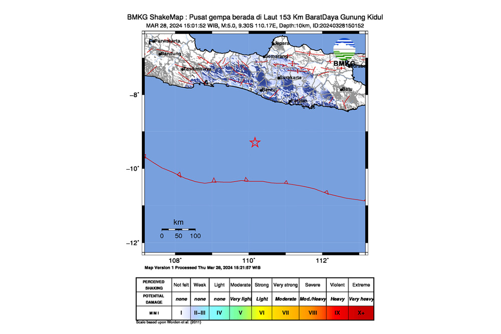 BREAKING NEWS: Gempa Bumi Magnitudo 5 Guncang DIY, Ini Lokasi Pusatnya