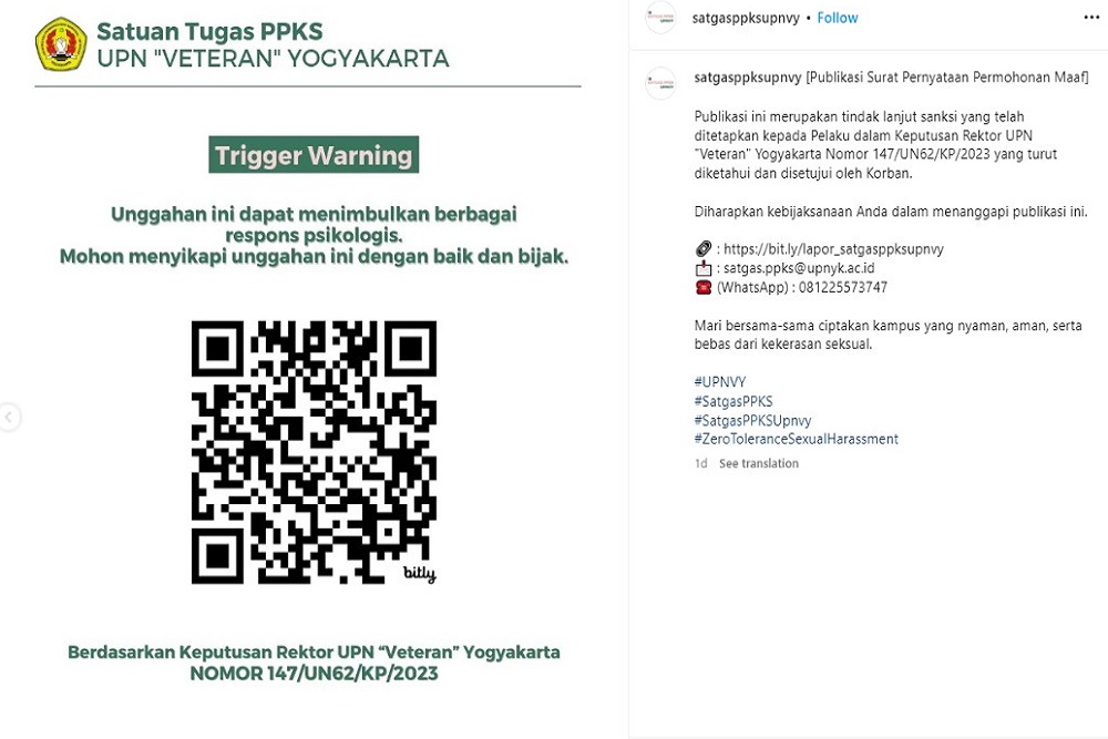 Lecehkan Mahasiswa, Dosen UPN Veteran Yogyakarta Dicopot dari Jabatan Ketua Jurusan
