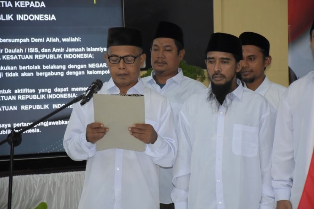 Belasan Eks Simpantisan Jamaah Islamiyah Ucapkan Ikrar Setia NKRI