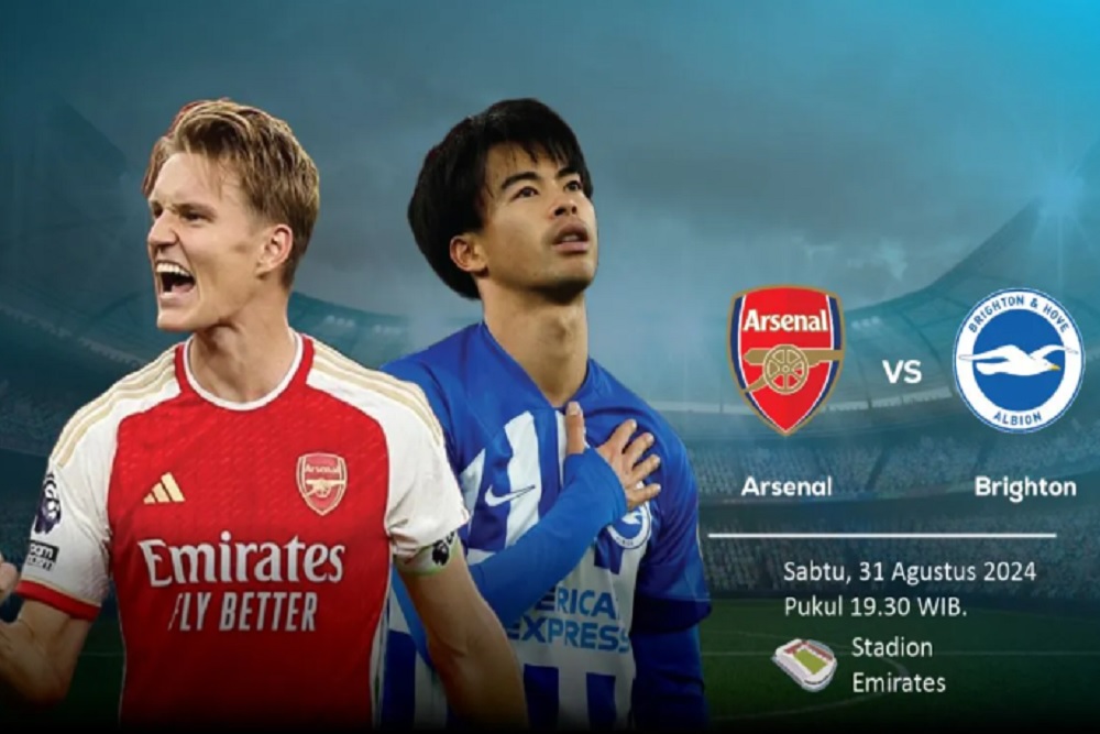 Prediksi Arsenal Vs Brighton Sabtu (31/8) Malam Ini: Skor, H2H, Susunan Pemain, dan Link Live Streaming