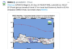 Gempa Magnitudo 4,1 Guncang Boalemo Gorontalo