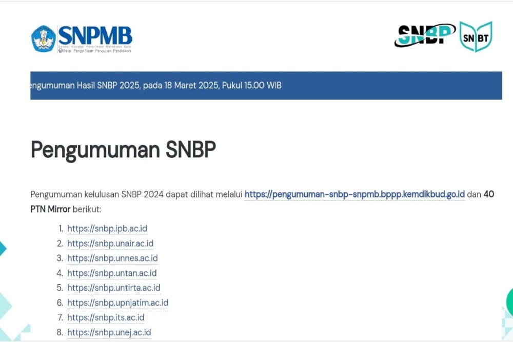 Pengumuman SNBP 2025 Dilakukan 18 Maret 2025, Ini Cara Mengeceknya