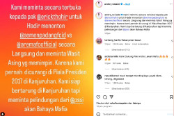 Reaksi Manajemen Singo Edan Usai Andre Rosiade Minta Erick Thohir Hadir di Laga Arema FC vs Semen Padang