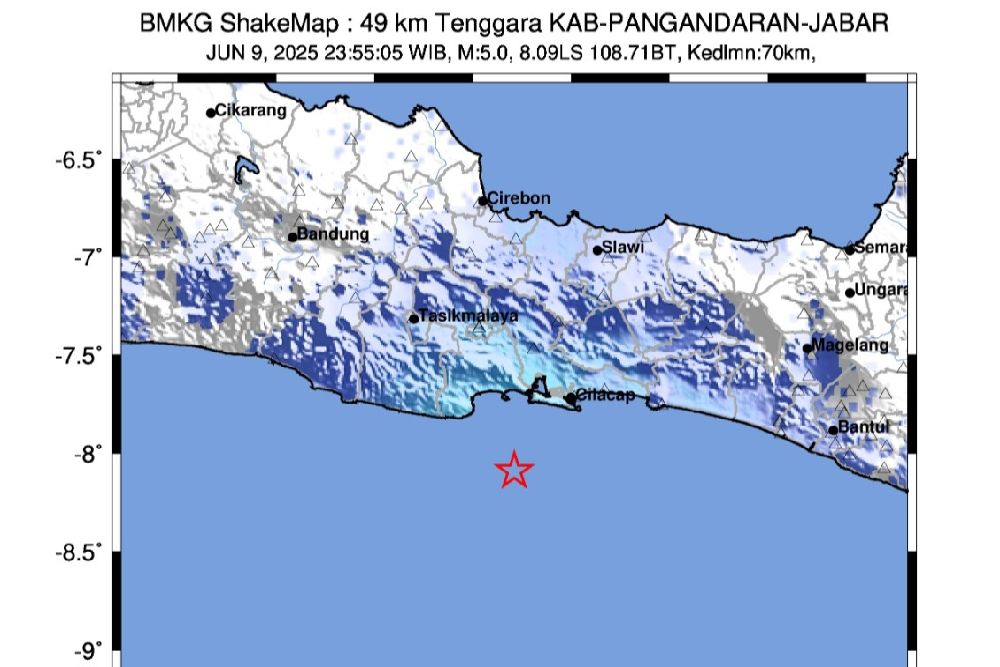 BMKG Ungkap Gempa Tektonik Magnitudo 5,0 di Pangandaran Memiliki Mekanisme Pergerakan Geser Naik