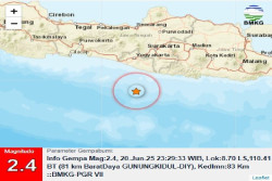 Gempa Magnitudo 2,4 Guncang Gunungkidul Malam Ini