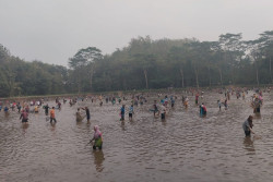 Ratusan Warga Ikuti Tradisi Grobyak Telaga untuk Lestarikan Lingkungan di Ponjong Gunungkidul
