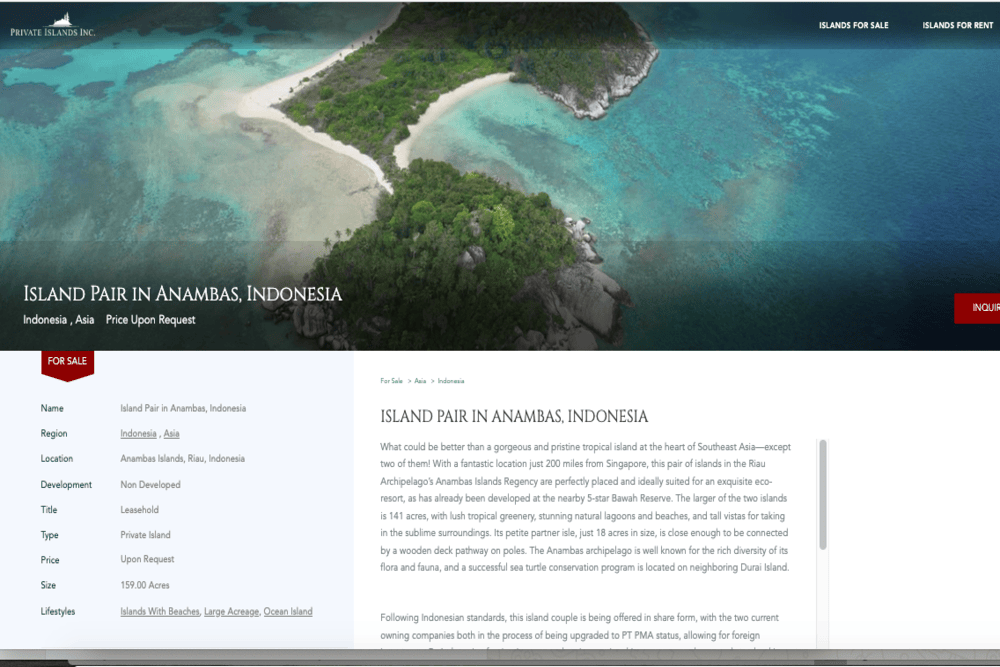 KKP Minta Komdigi Blokir Situs yang Jual Pulau di Anambas Riau