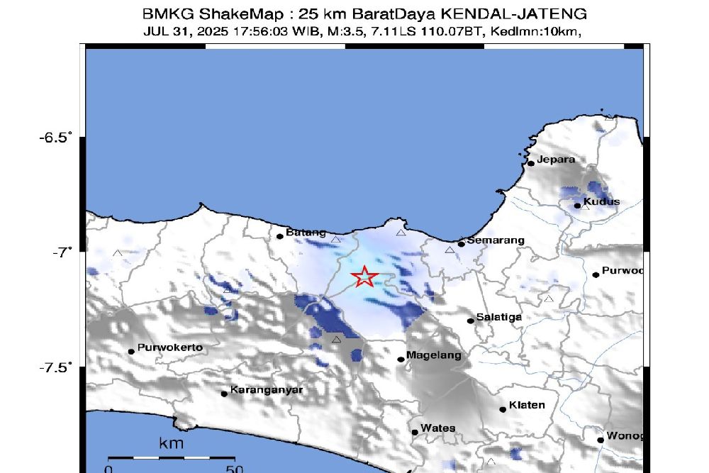 Gempa Bumi Tektonik Magnitudo 3,5 Guncang Kendal Jawa Tengah Petang Ini, Ini Penyebabnya Menurut BMKG