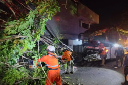 Diduga Sopir Mengantuk, Bus Tabrak Pohon hingga Tumbang di Klaten