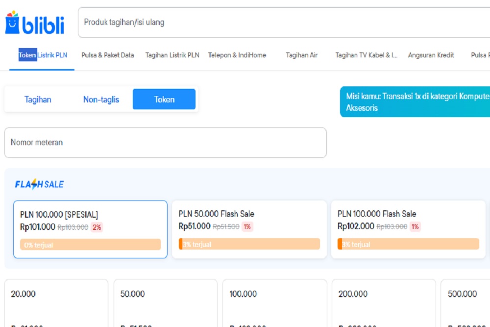 Ini Dia Cara Beli Token Listrik di Blibli