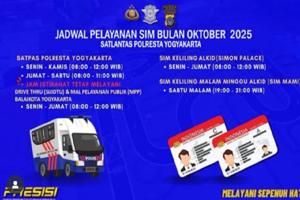 Jadwal Layanan SIM Keliling di Jogja Bulan Oktober 2025