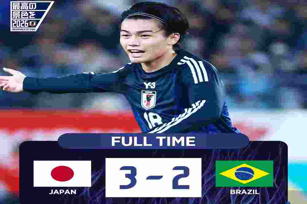 Jepang Bekuk Brasil 3-2 di Laga Persahabatan