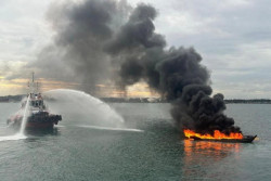 Kapal Terbakar di Selat Riau, Ini Kondisinya