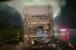 Angkut 50 Penumpang, Bus Eka Persada Terbakar di Tol Boyolali