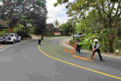 Tumpahan Solar di Jalan Jogja-Wonosari, Pemotor Diimbau Hati-hati