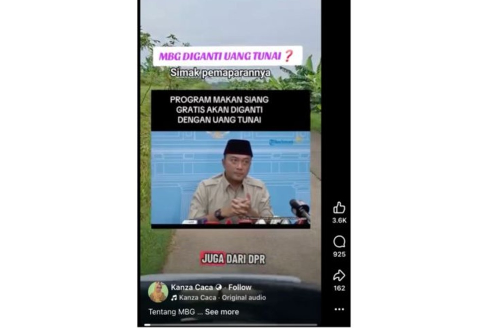 Video Viral Sebut MBG Jadi Bantuan Tunai Terbukti Hoaks