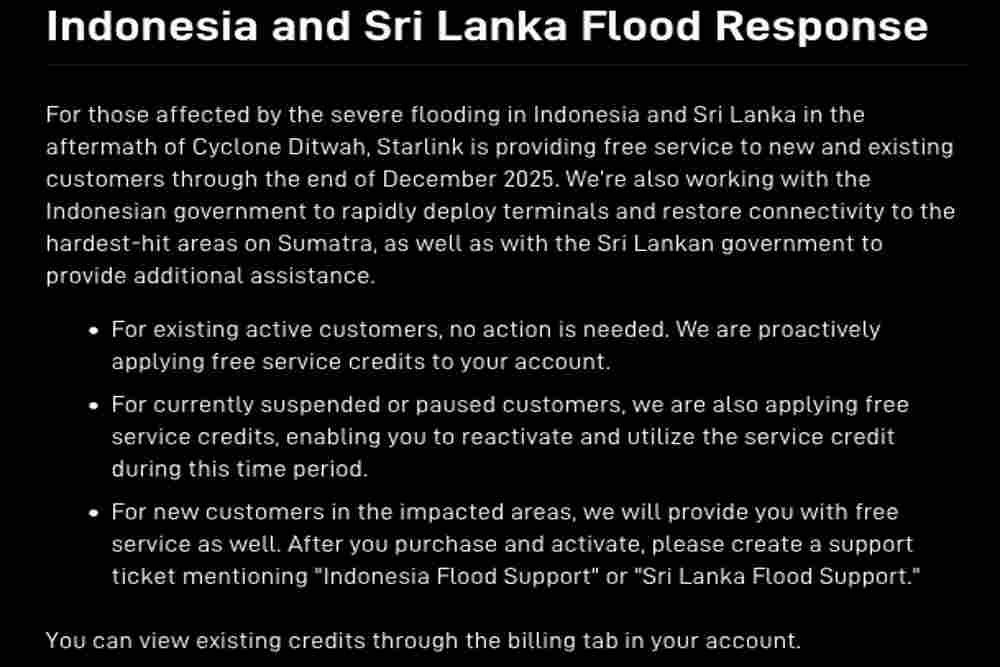 Elon Musk Gratiskan Starlink untuk Korban Banjir Indonesia