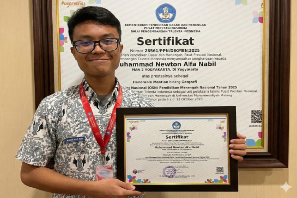 Siswa MAN 2 Yogyakarta, Muhammad Newton Raih Honorable Mention OSN
