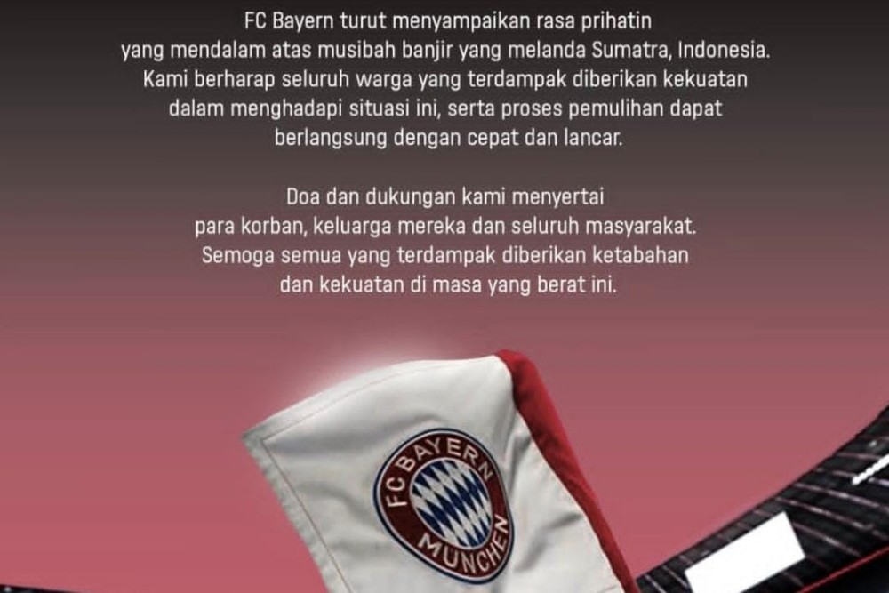 Bayern dan Manchester United Kirim Doa untuk Korban Banjir Sumatera