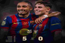 Hasil Piala Super Spanyol 2026: Barcelona Hajar Bilbao 5-0